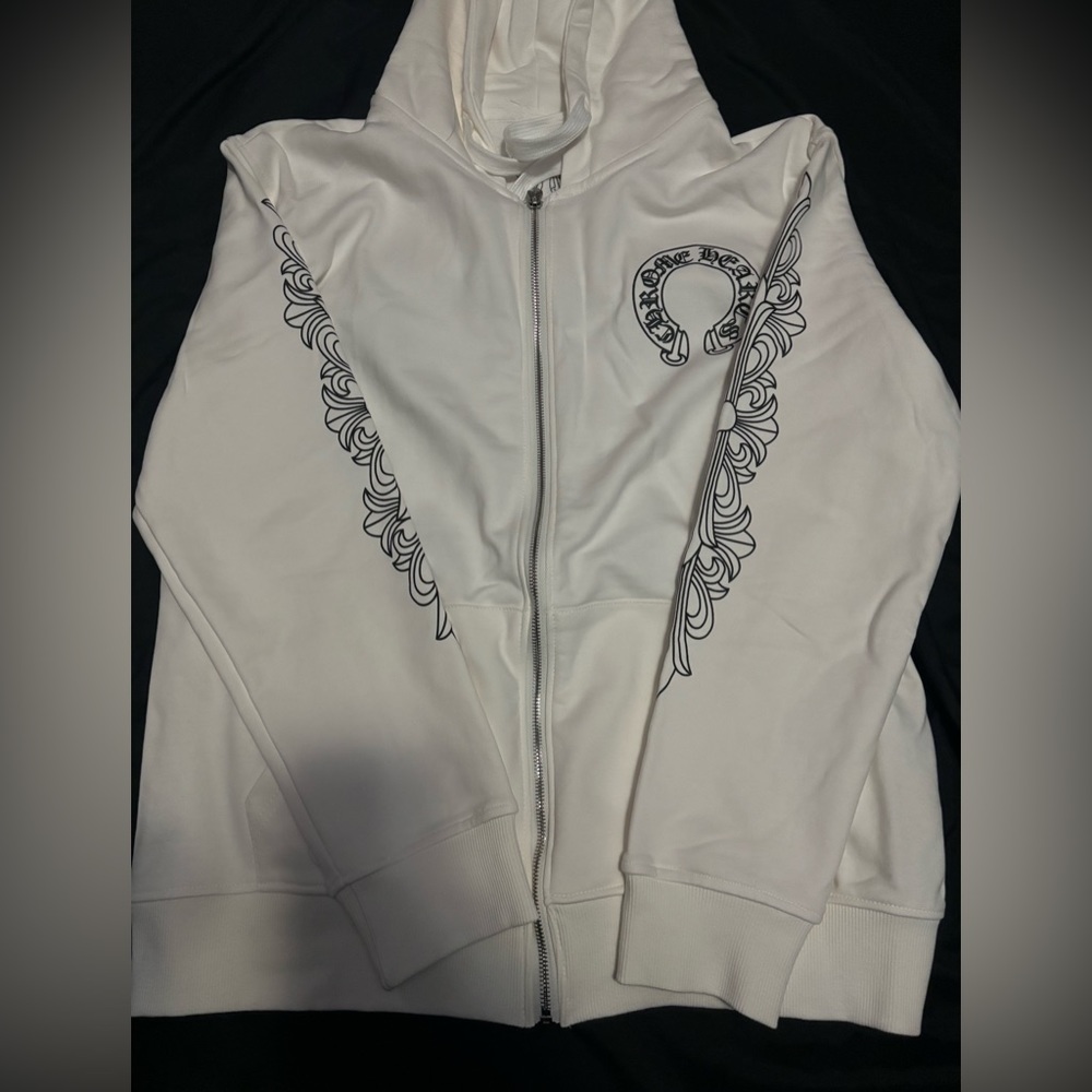 White Chrome heart Zip Up